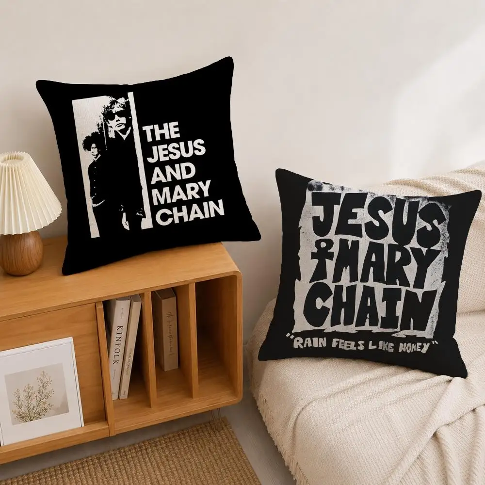 Singer The Jesus and Mary Chain Cushion Cover Natural Linen Pillowcase Set, All-in-One Decor for Sofa, Bedroom & Chair