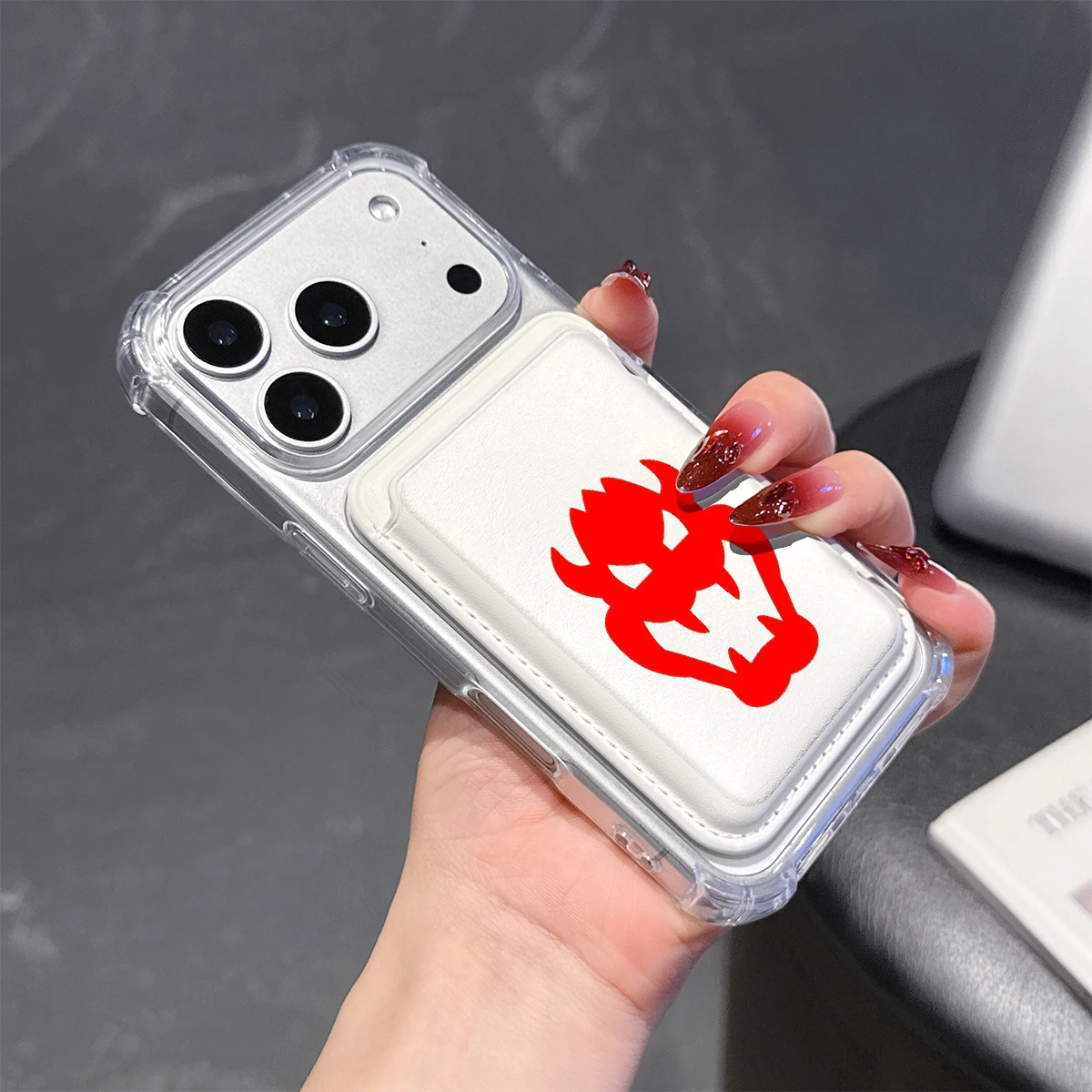 Red Monster Silhouette Phone Case For iPhone 17 16 15 14 Pro Max Plus Wallet Pocket Transparent Soft TPU for Magnetic Phone Case view 6