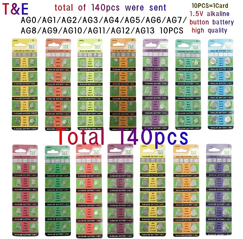 10pcs AG0 AG1 AG2 AG3 AG4 AG5 AG6 AG7 AG8 AG9 AG10 AG11 AG12 AG13 Button Cell 1.5V Alkaline Coin Cell Batteries Watch Batteries