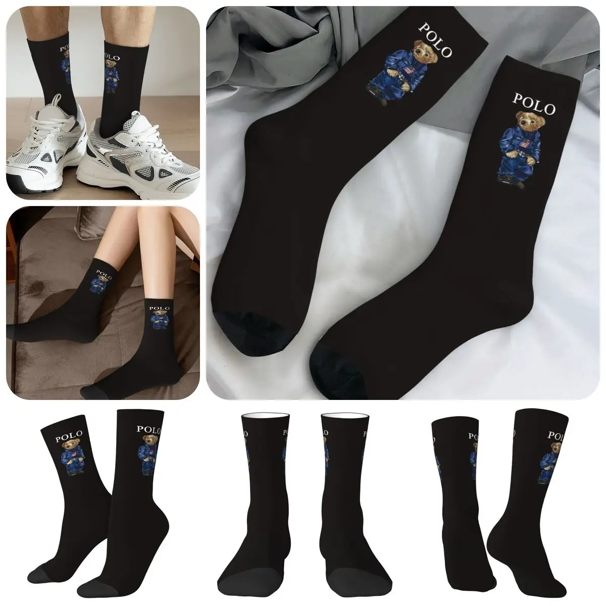 

Teddy Bear High elasticity polyester fiber cosy Unisex Hip Hop Happy 3D color printing Socks