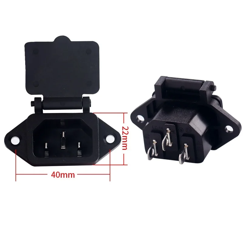 AC Power Socket 250V 10A 3 Pins Male Female Plug Panel Power Charging Outlet AC-14 Connector With Waterproof Cap Cover Line Wire
