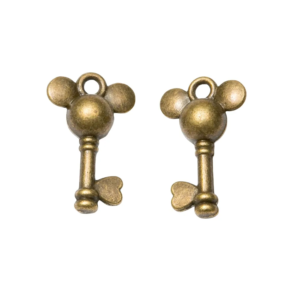 20 Pieces 18*11mm Alloy Metal Cute Mouse Key Charms Pendants Tibetan Findings For Making DIY Handmade Jewelry