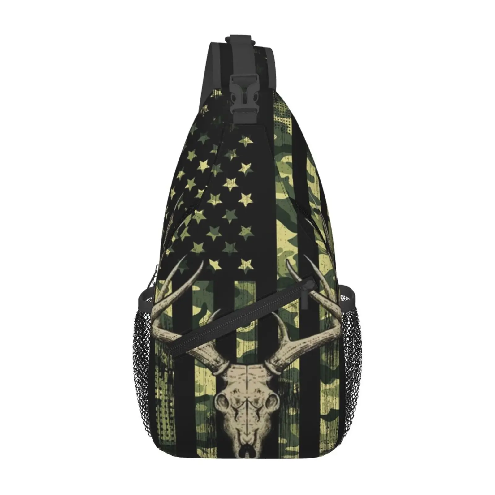 

Camo Camouflage American Flag Outdoor Sling Backpack Crossbody Chest Bag Daypack for Hiking Travel Unisex Chest Bag Daypack
