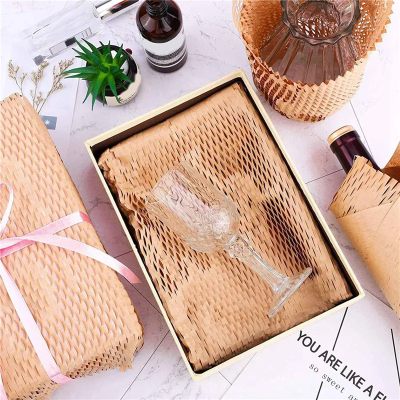 3 Roll Recycled Packing Paper 12Inch X 33FT Eco Honeycomb Paper For Moving Packaging Wrap Recyclable Cushion Material