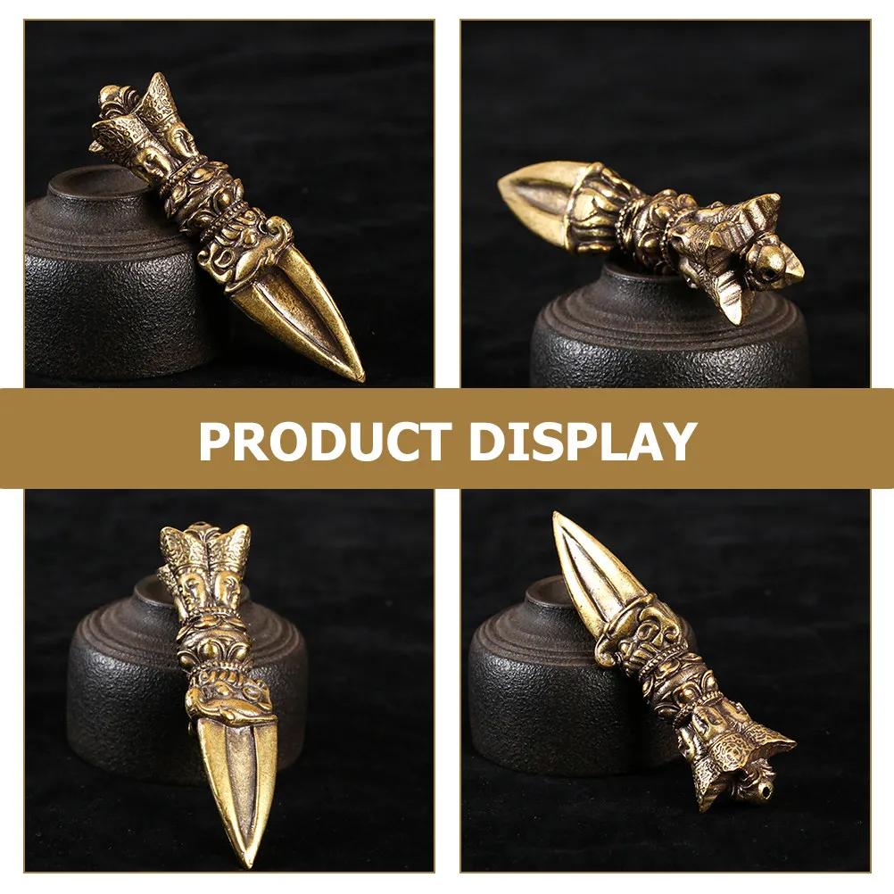 Brass Vajra Pestle Ornament Vintage Desktop Decor for Home Office Exquisite Small Metal Craft