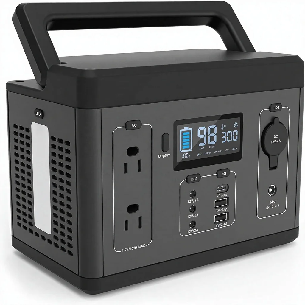 Portable 500W Power Station 560Wh Lithium Ion Battery Backup Solar Mobile Energy Storage 2 AC Outlets For Outdoor Camping RV
