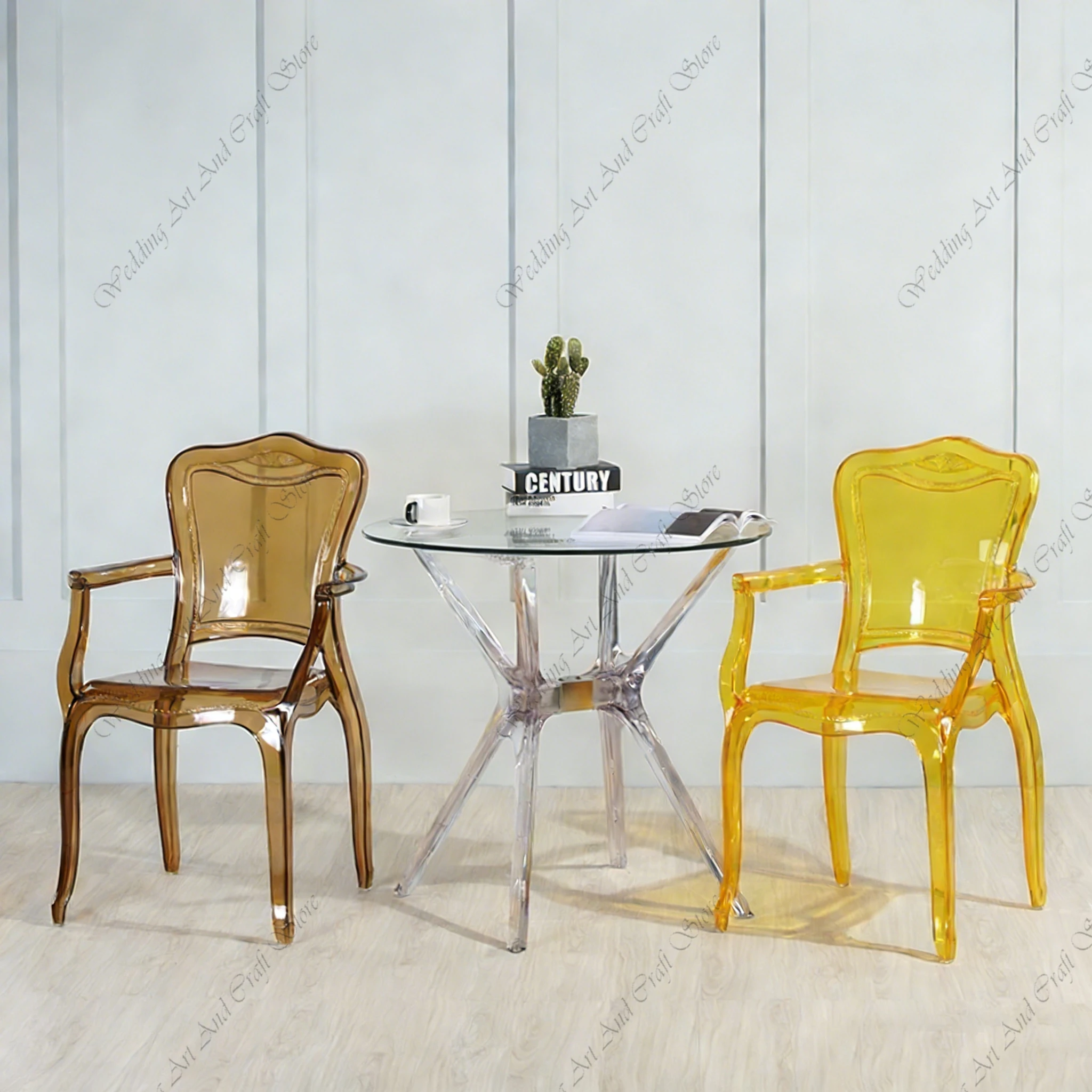 36pcs f30 Plastic Office Chair Backrest French Style PC Transparent Ghost Dining Chairs Wedding Stage Decoration Backdrop ivy786