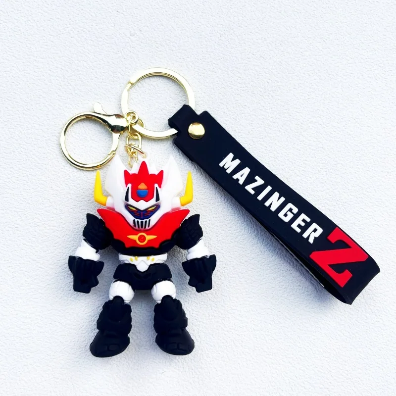 Cute 3D Rubber Anime Figure Pendant Keychain Classic Cartoon Mazinger Z Theme Key Character Collection Toy Keyring Gift Accessor