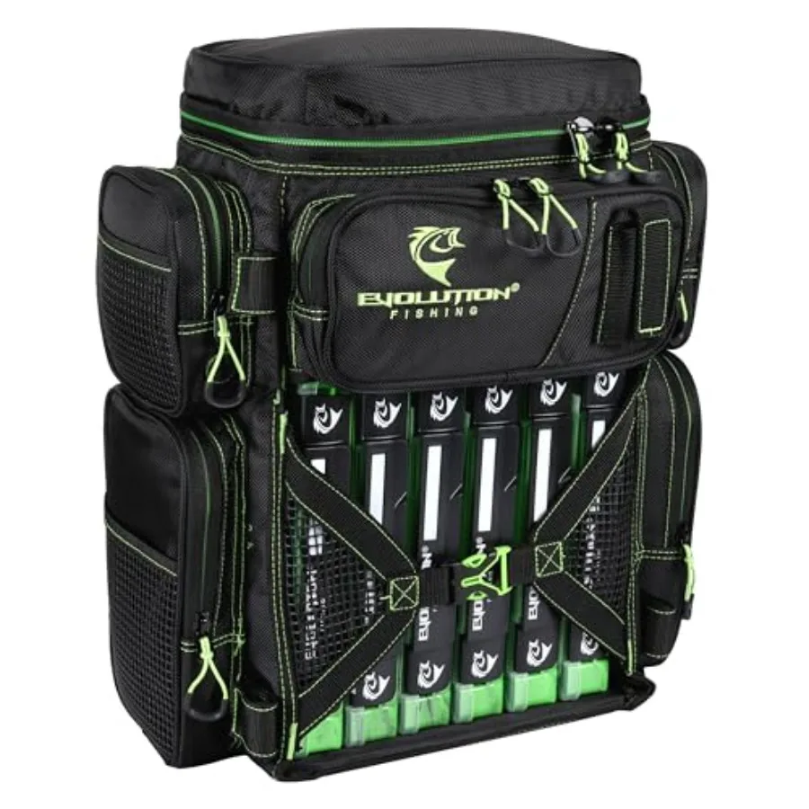 

Evolution Fishing Drift Series Tackle Backpack Outdoor Rucksack w/ 6 Fishing Tackle Trays Heavy Duty