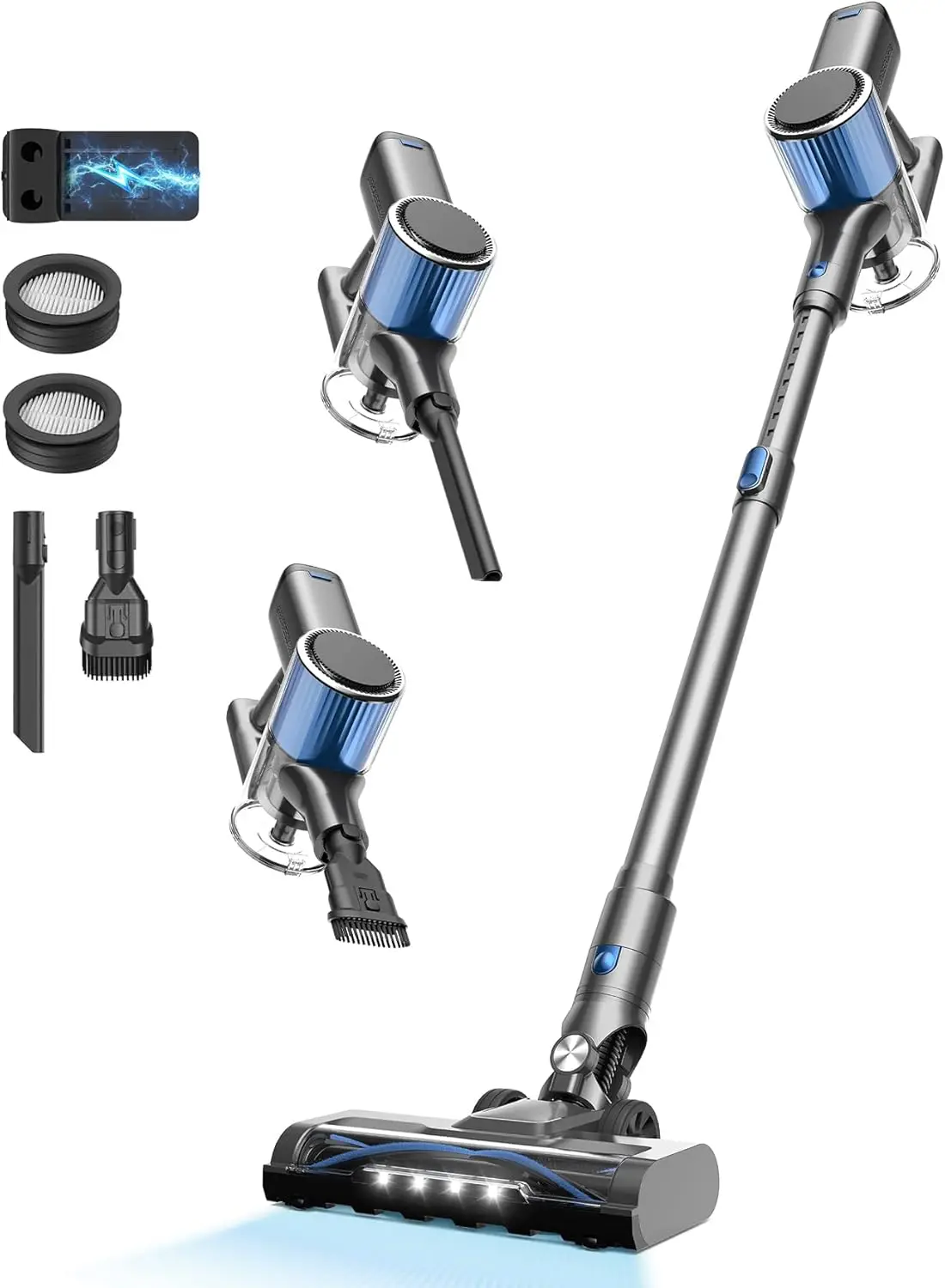 580W Cordless Vacuum Cleaner, 50Kpa Suction, 50Min Runtime, LED Screen, Anti-Tangle for Pet Hair Hardwood Floor