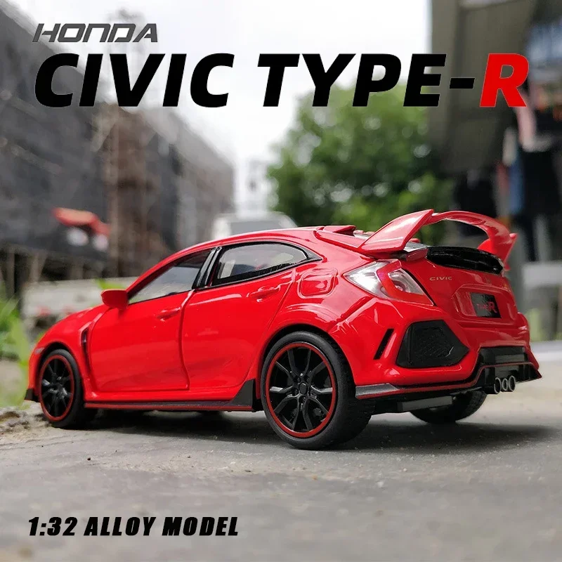 1:32 Honda Civic TYPE-R Wysokiej Jakości Model Samochodu z Odlewanej Metalu, Napęd Pull Back, Dźwięk i Światło, Prezent dla Dzieci, Kolekcja A109Mul
