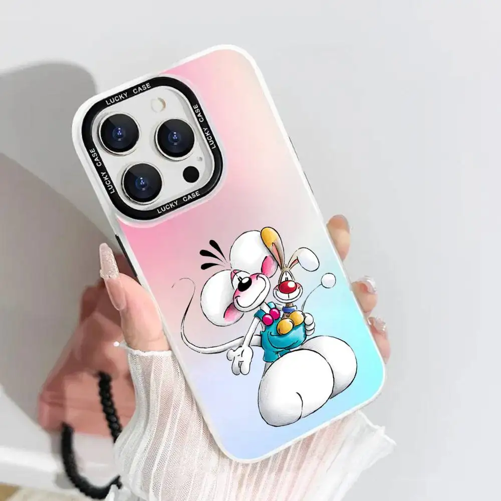 1pc Cartoon D-Diddl Ratte Telefon Fall Laser IMD Farbe Silber Shell Für IPhone 17 16 15 14 13 12 11 Air Pro Max Plus