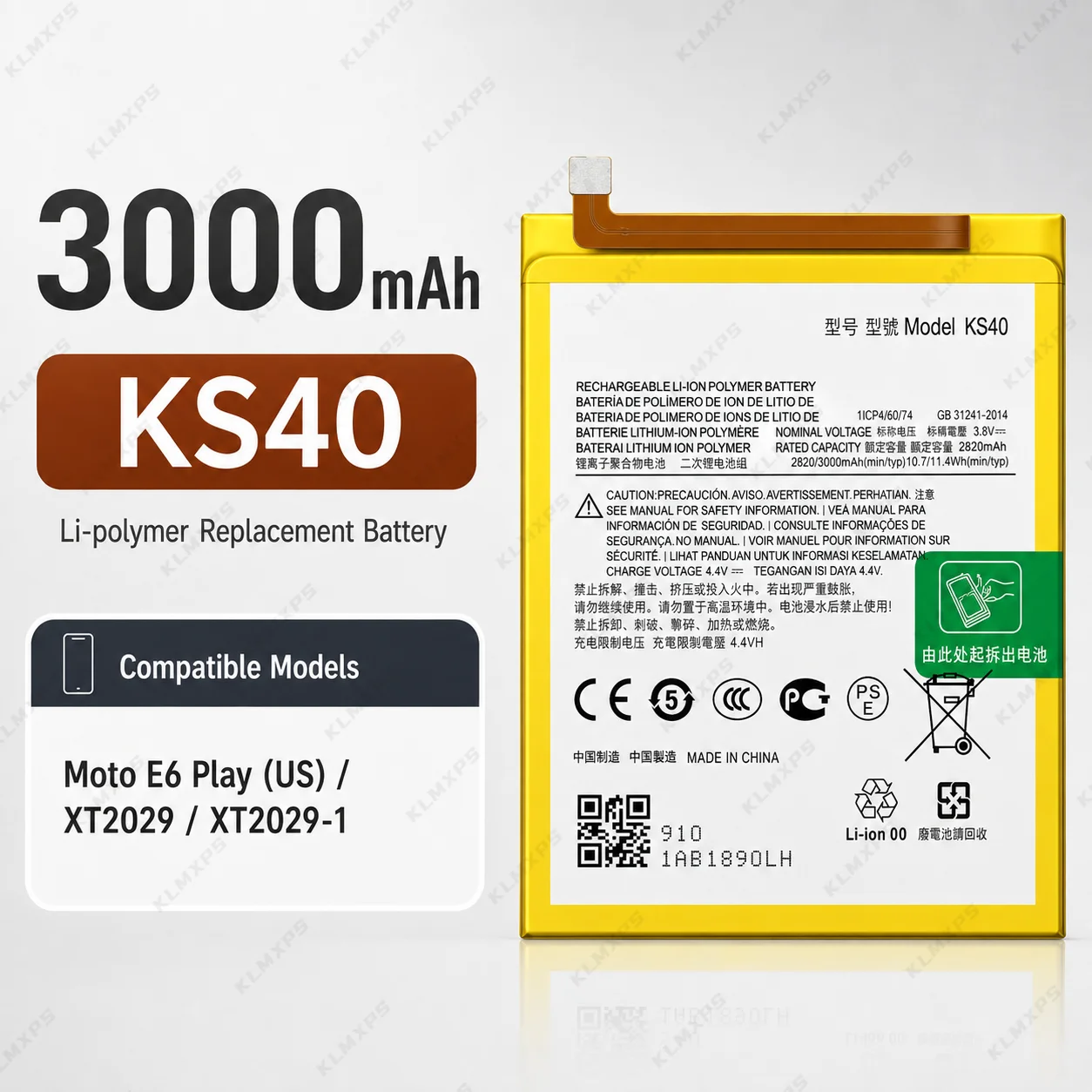 Replacement Battery for Motorola Moto G84 G E4 E5 Plus E22i E7 E6 Play One Action Hyper G Pure QB50 NH40 LC40KS40 KR40 MK50 NT40