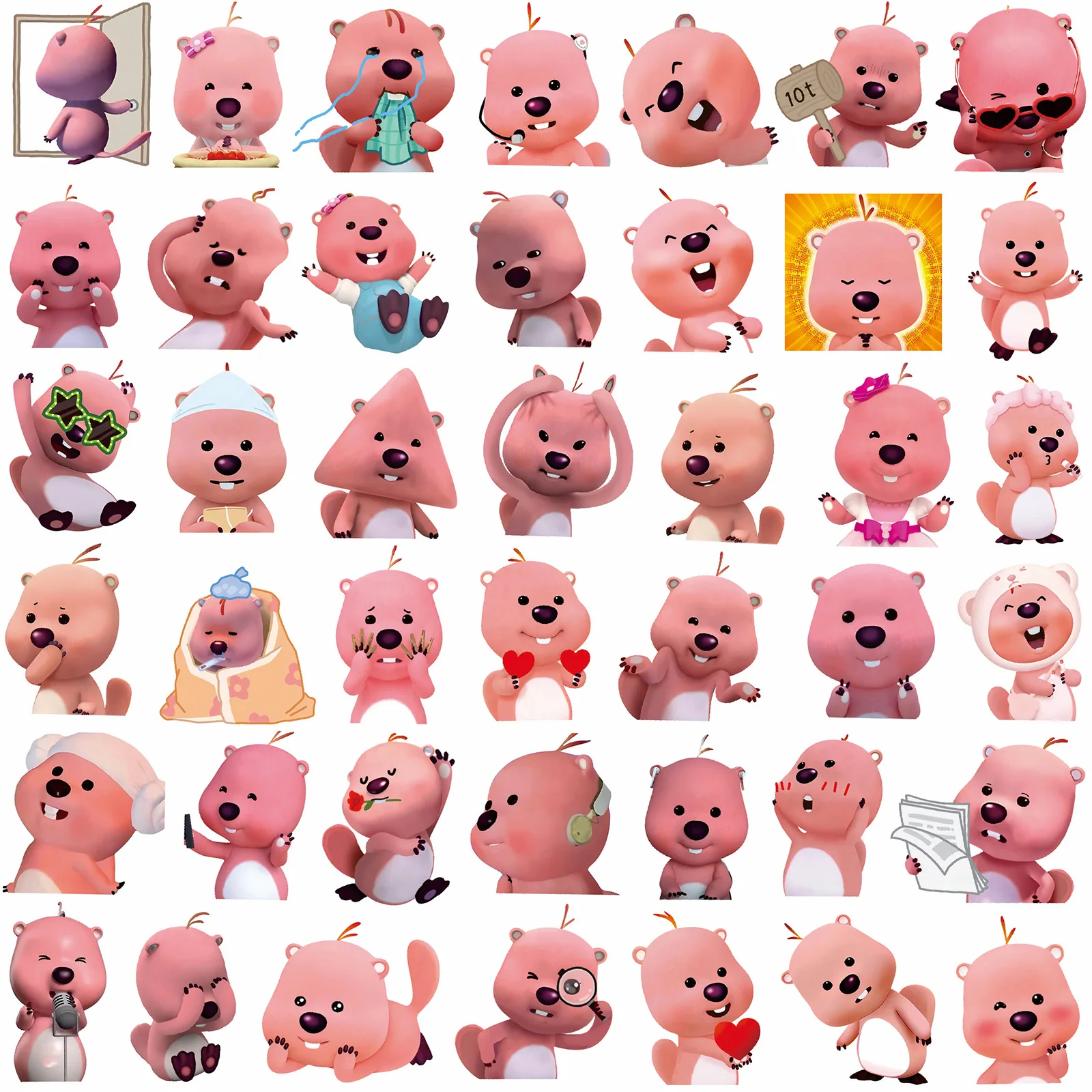 100PCS Korean Cartoon Little Beaver Loopy Stickers Cute Emoticon Pack Stickers Laptop Water Cup Mobile Phone Stickers