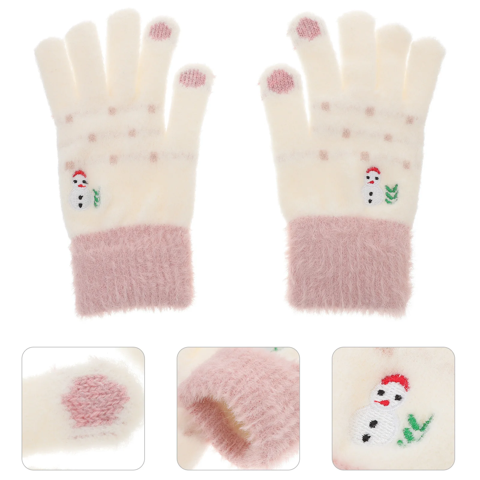 زوج واحد من قفازات الشاشة للنساء بنمط عيد الميلاد، قفازات يد شتوية سميكة للاستخدام في الطقس البارد في الهواء الطلق