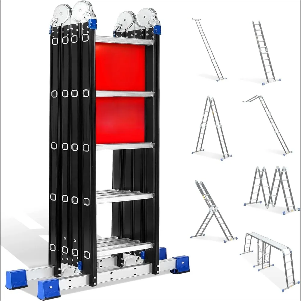 19,6ft 7-in-1 vouwladder Multifunctionele aluminium verlengladder Verstelbare telescopische opvouwbare ladder