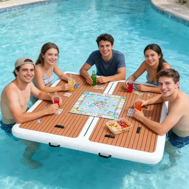 Wholesale 10 Person Inflatable Pool Float Island Inflatable Water Floating Platform Spacious for Group Outdoor Water