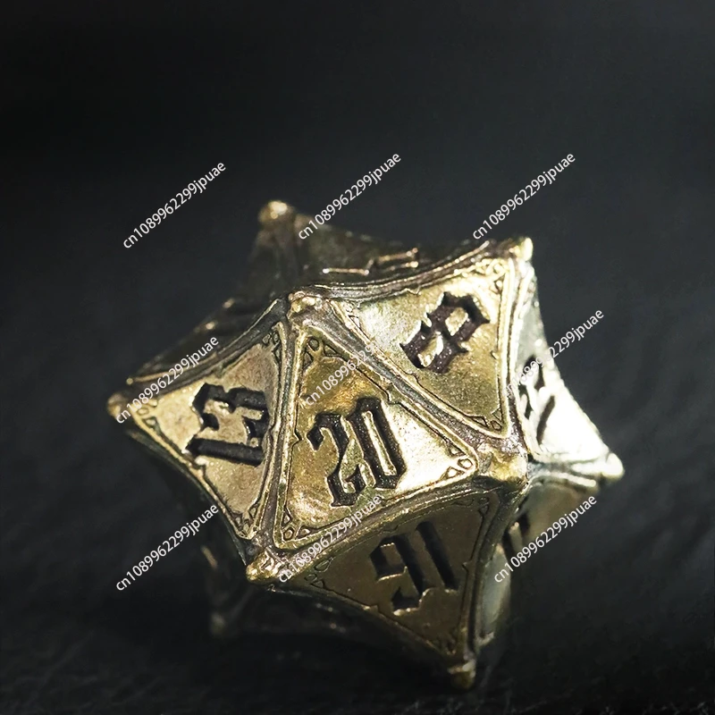 Large D20 Gate Brass Dice Twenty-Sided Board Game Running Group Metal Color Support Size Customization