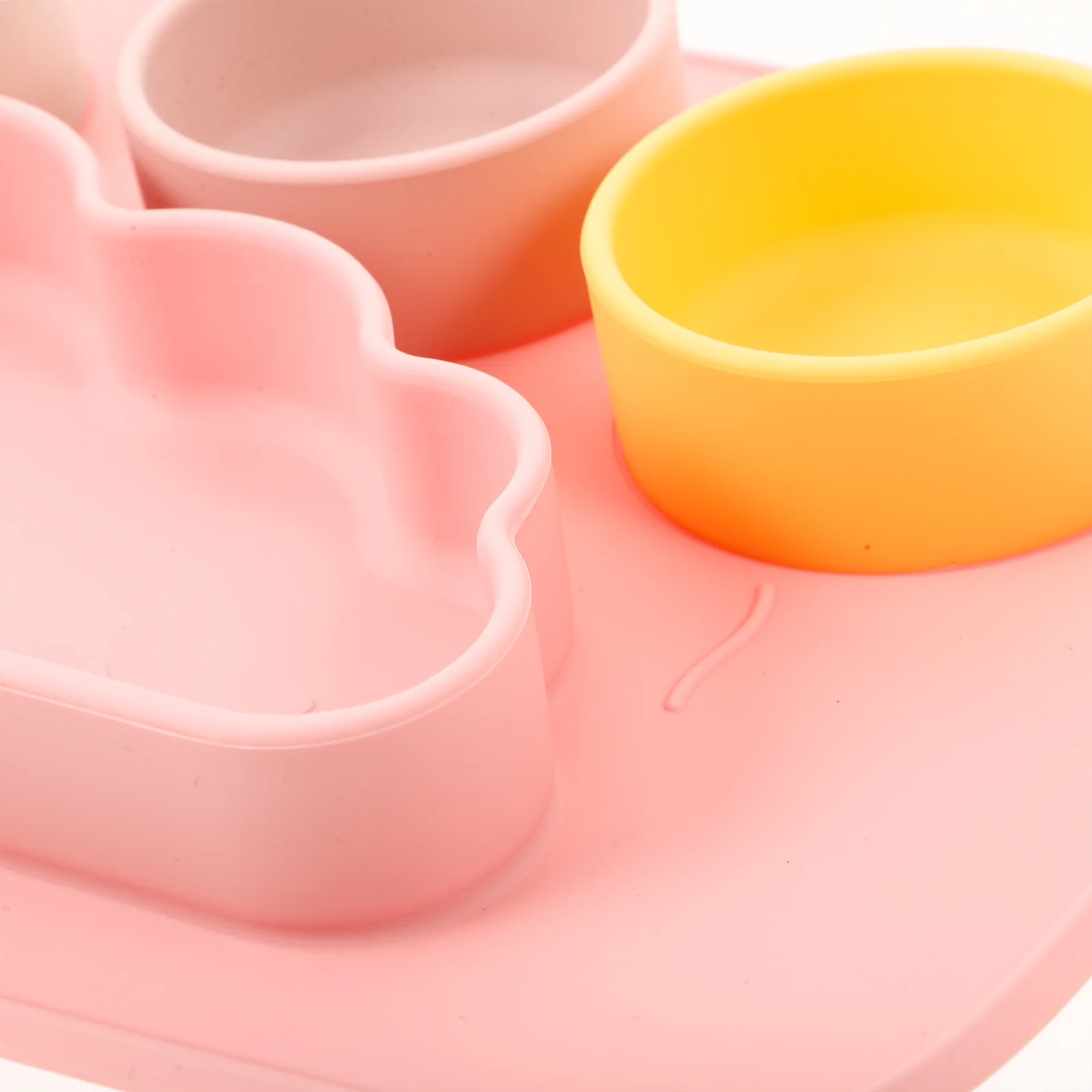 Placa de sucção de silicone de qualidade alimentar, tigelas de alimentação divididas para bebês, pratos antiderrapantes, crianças, bebês, micro-ondas