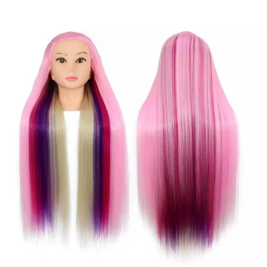 رأس عارضة أزياء مقاس 29 بوصة مع شعر لتصفيف الشعر وتدريبات التجميل وحامل مشبك قابل للتعديل متوفر i