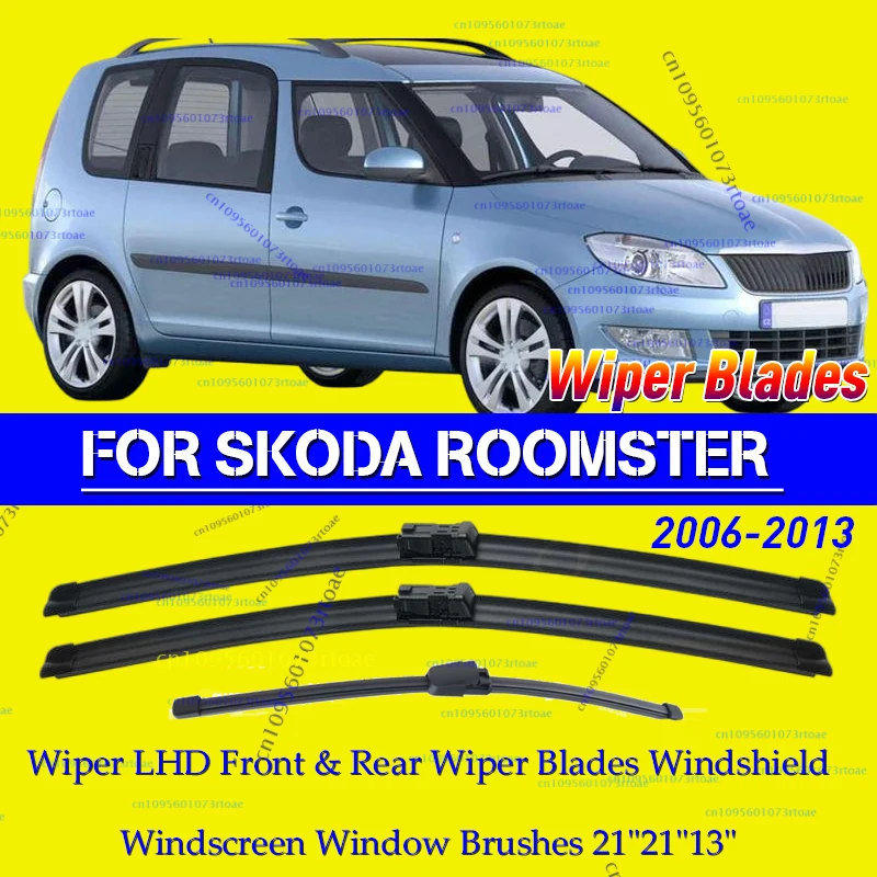 

For Skoda Roomster 2006 - 2013 Wiper LHD Front & Rear Wiper Blades Windshield Windscreen Window Brushes 21"21"13"