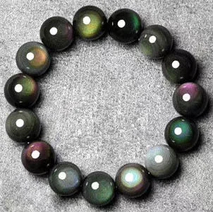 Imagem -05 - Pulseira Obsidiana Preta Natural para Homens e Mulheres Pulseira Stretch Rainbow Pedra Natural Grânulo Retangular Jóias Leve 16 mm Aaaaaa