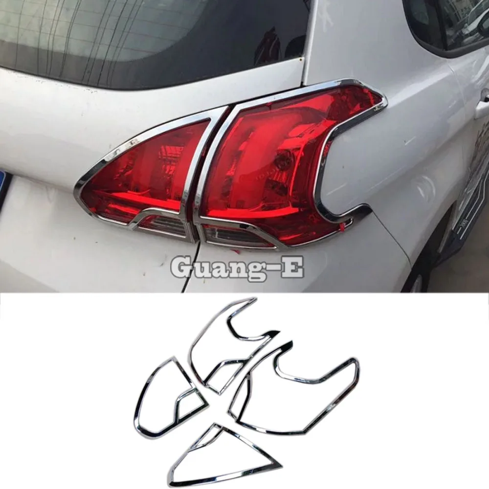 High Quality For Peugeot 2008 2014 2015 2016 2017 Body Rear Tail Back Light Lamp Frame Stick Styling ABS Chrome Cover Trim 4pcs