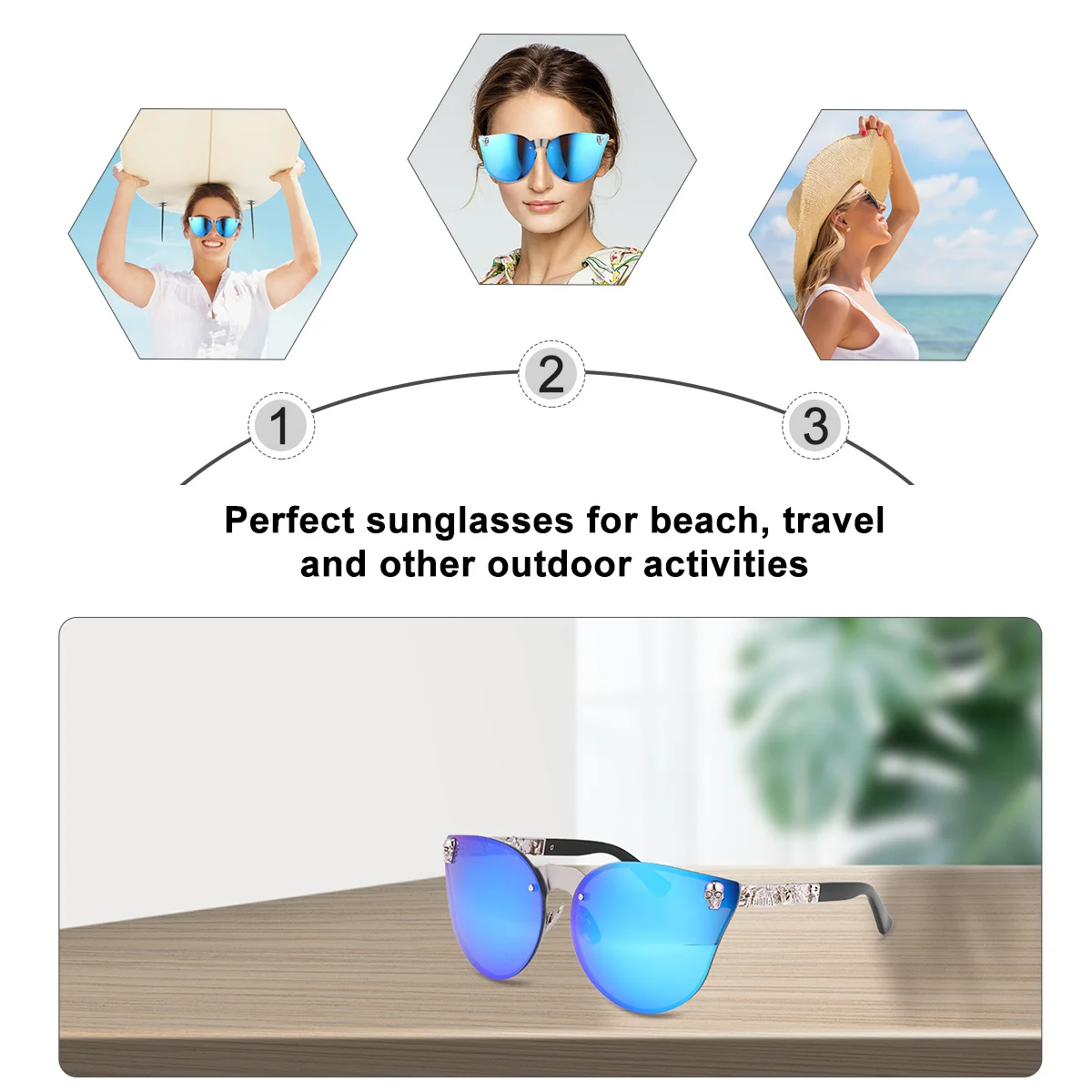 

1Pcs Sunglasses Women Fashion Uv Protection Durable Stylish Lightweight Eyewear Beach Travel Party Creative Retro Frame Sun