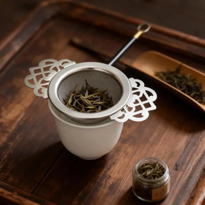 Stainless Steel Tea Strainer Intricate Lace Feature Advanced Filtration for Loose Leaf Teas for Home Restaurant Kitchen Use