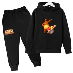 Kinder Herbst Frühling Cartoon Grizzy & die Lemmings Trainings anzüge 3-13 Jahre Jungen Mädchen Casual Outifts Kinder 2 stücke Hoodie Hosen Anzüge