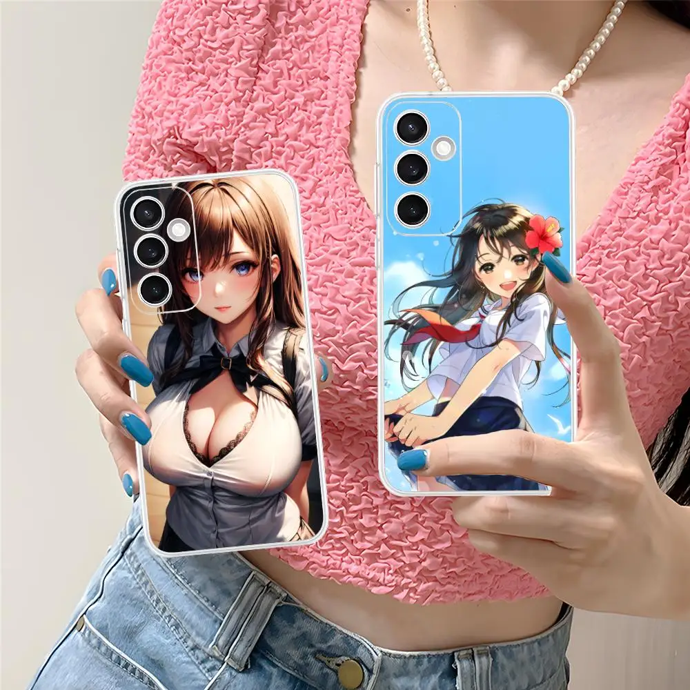 JK زي مدرسي فتاة قضية الهاتف لسامسونج غالاكسي S25 S24 S23 S22 S21Plus FE الترا واضح اللون واقية فاخرة جميلة