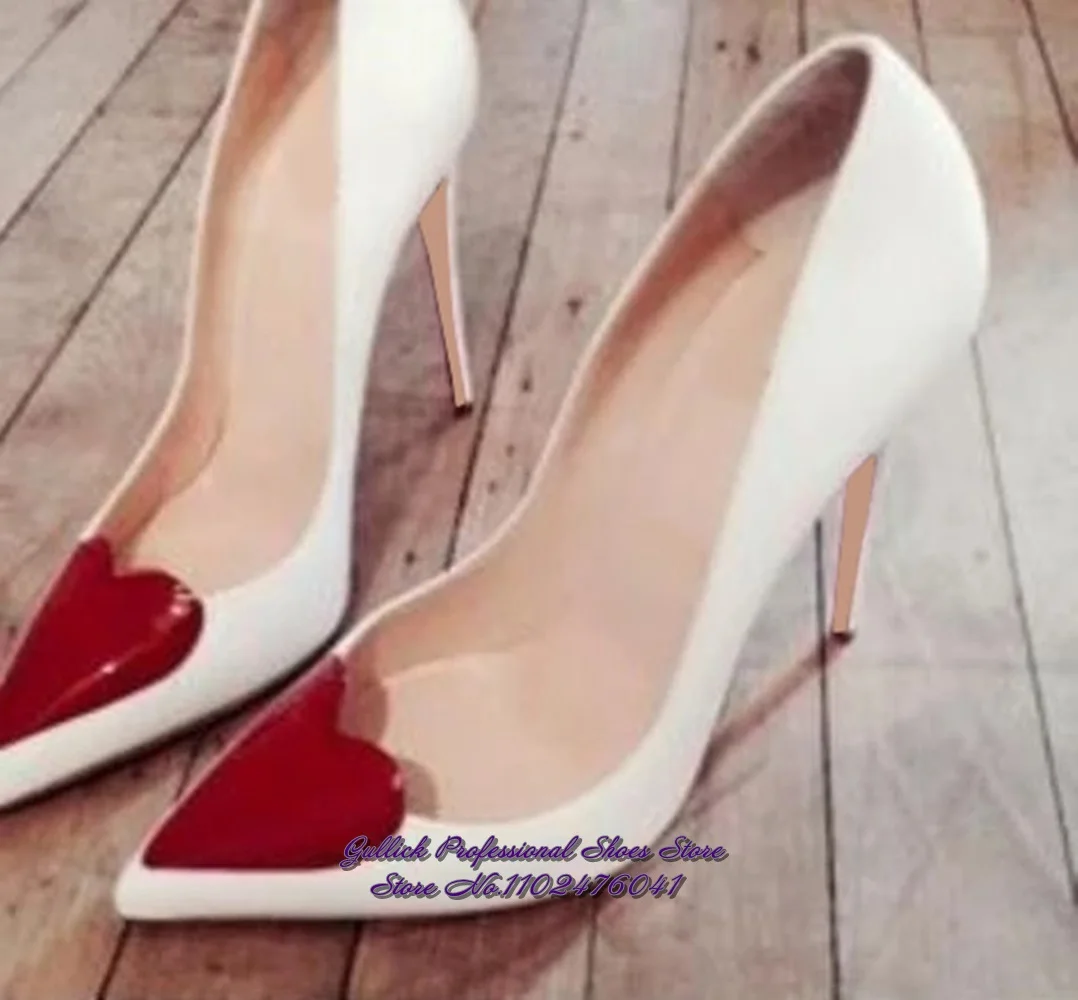 Women Hot Red Heart Wedding Dress Shoes 12cm Sky High Stiletto Heels Daily Pumps White Black Nude Patent Leather Shallow Shoes