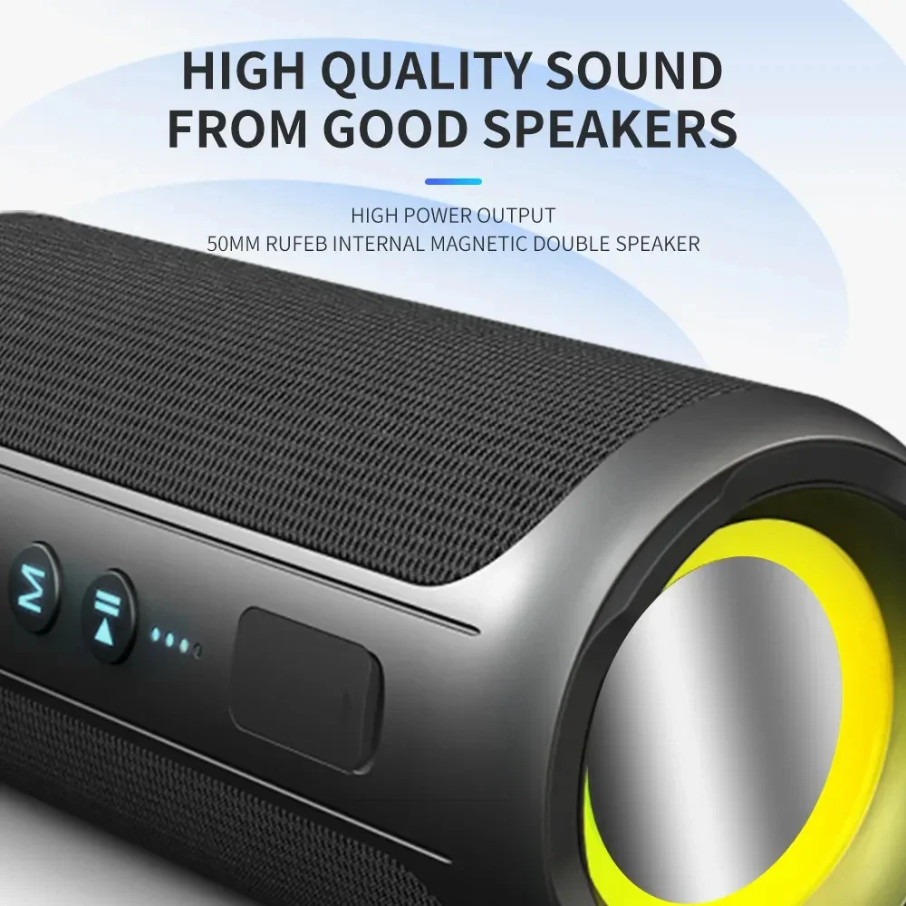 Outdoor Waterproof Wireless Speaker with Dynamic Light BT/AUX/TF Card Playback Stereo Sound Subwoofer Caixa De Som Bluetooth