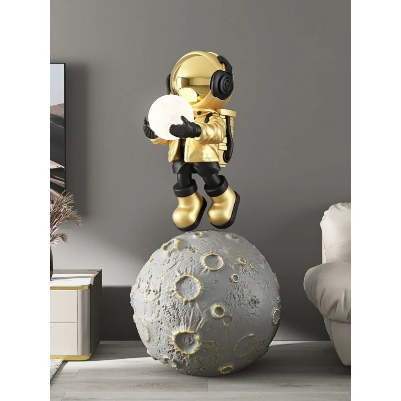 

Home Decor Large Astronaut Ornaments Fashion Living Room Store Floor Sculpture Interior Modern Art Galactic Light Resin Statue