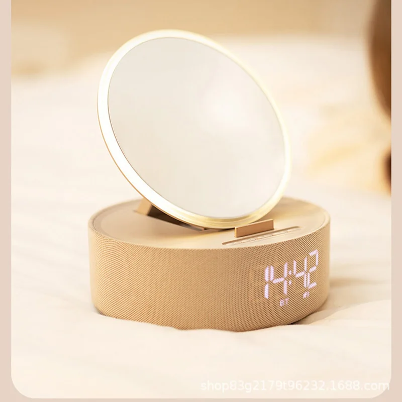 Multi-functional wireless charging makeup mirror bluetooth speaker alarm clock speaker convenient fresh mini speaker