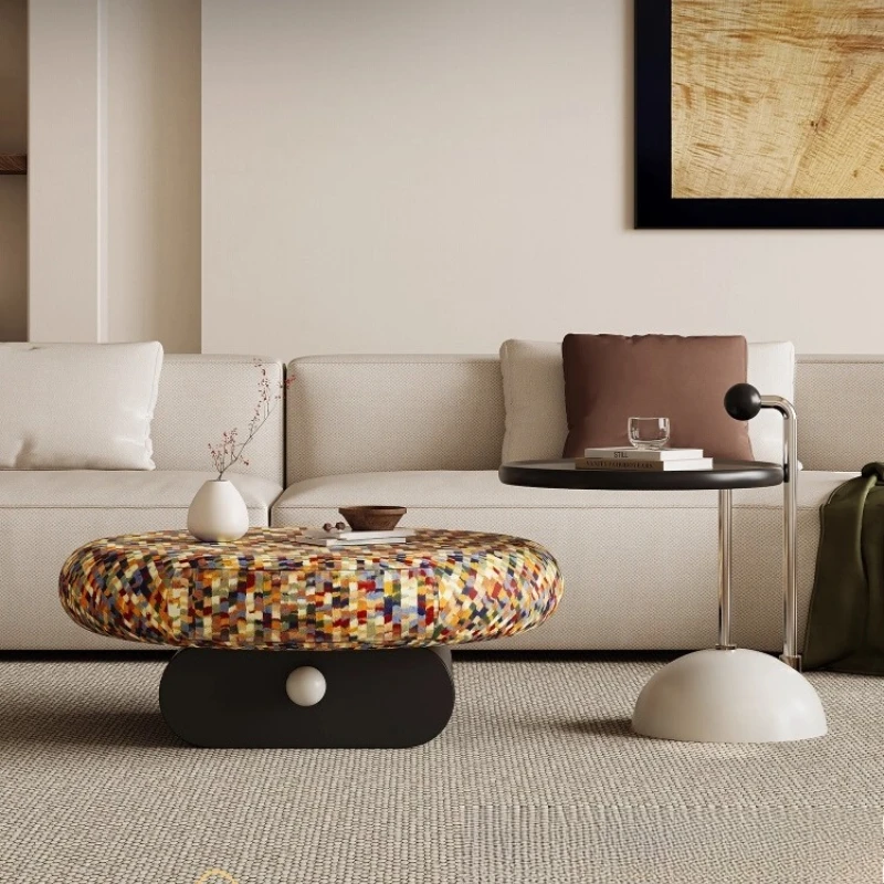 

Designer rainbow coffee table combination creative round high-end art Italian minimalist living room household small apartment