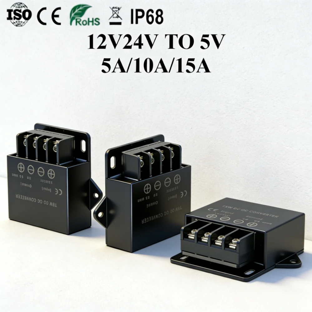 DC DC Step Down Converter 12V 24V to 5V Buck Converter 5A 10A 15A Voltage Regulator Car Power Supply Transformer Module CE