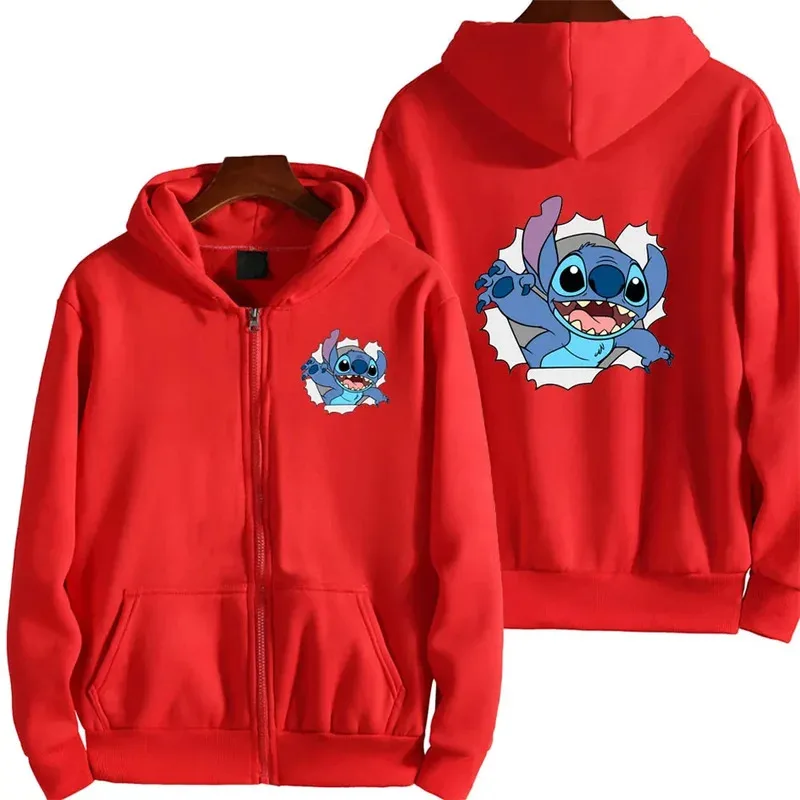

Disney Cute Princess Costume Star and Stitch Women's Oversized Jacket Zipper Hoodie Ladies Winter Warm Loose Outerwear Clothing