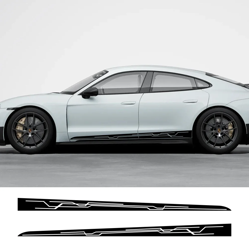 

Декор кузова двери автомобиля, наклейка, спортивный Стайлинг, 4 двери, гоночная линия, боковая юбка, полоски, креативная авто, виниловая наклейка, украшения, аксессуары