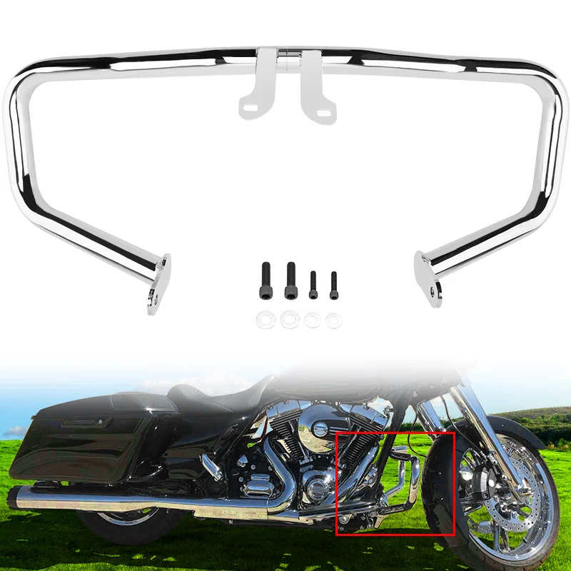 

Chrome Motorcycle Chopped Engine Guard Crash Bar Highway Bumper For Harley Touring Street Glide FLHX Road King 2014-2024
