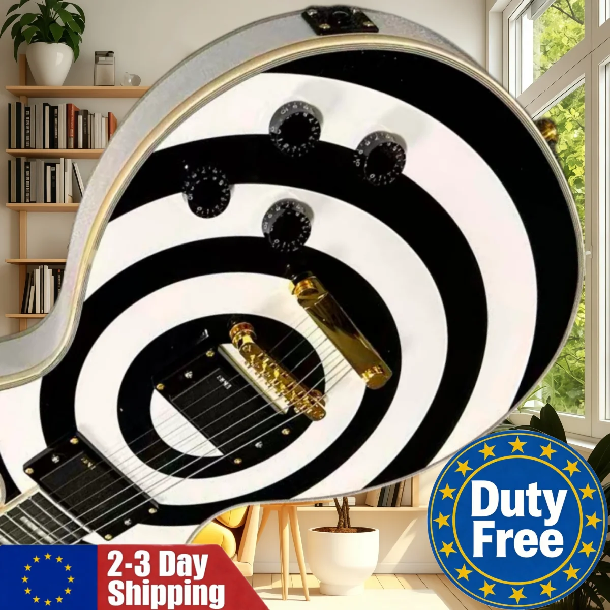 Chitarra Rock Tedesca con Manico in Palissandro, Ponte Fisso Bianco, Pickup HH, Pronta per la Spedizione, Regalo Pratico per l'Apprendimento Musicale