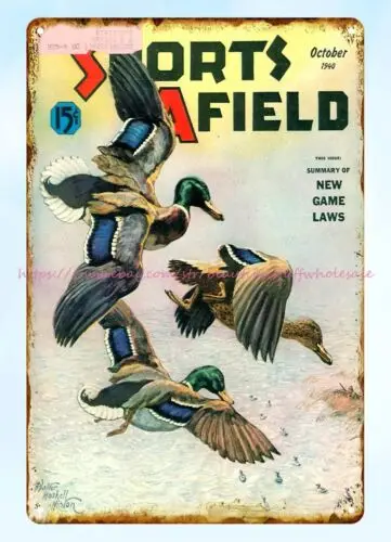 looking 1940 Sports Afield Hunting & Fishing Mallard Duck Cover metal tin sign