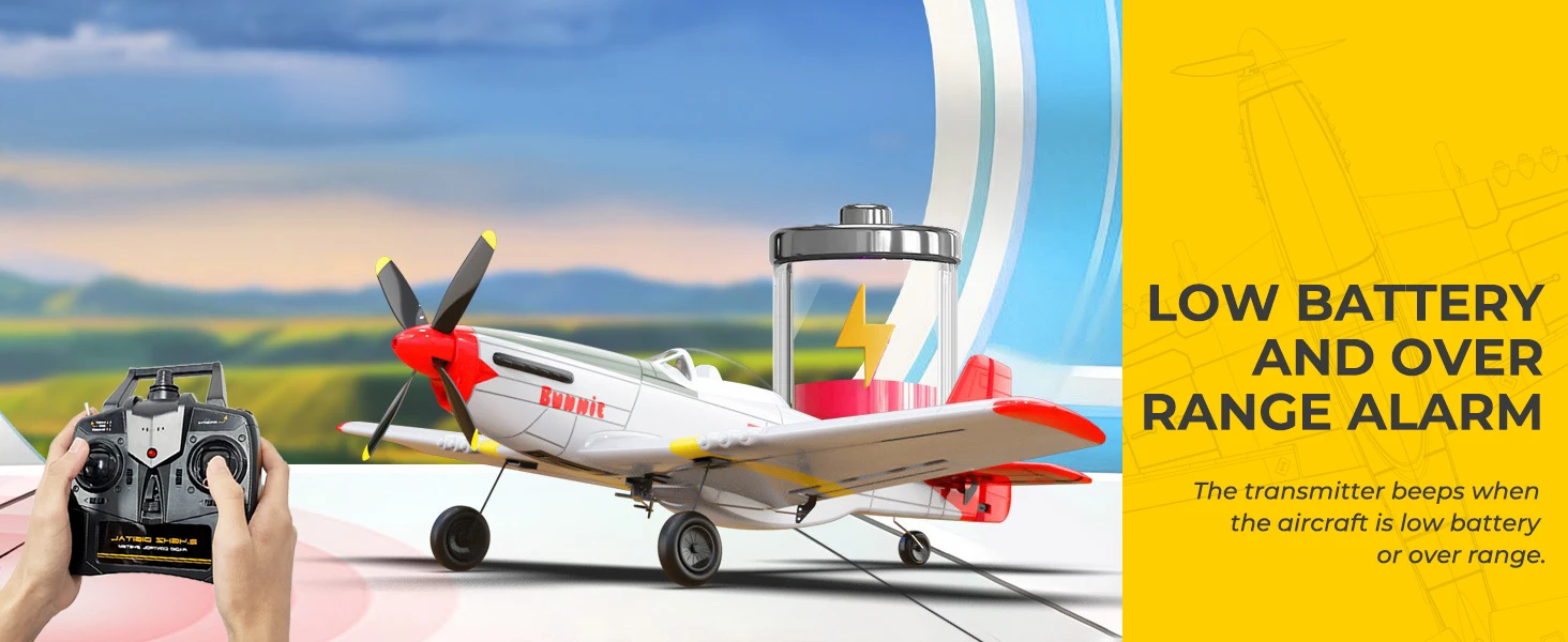 Volantexrc P51 Mustang RC Plane, 3-Level Control, One Key Aerobatic RC Airplane, Easy Assembly for Beginners & Adults