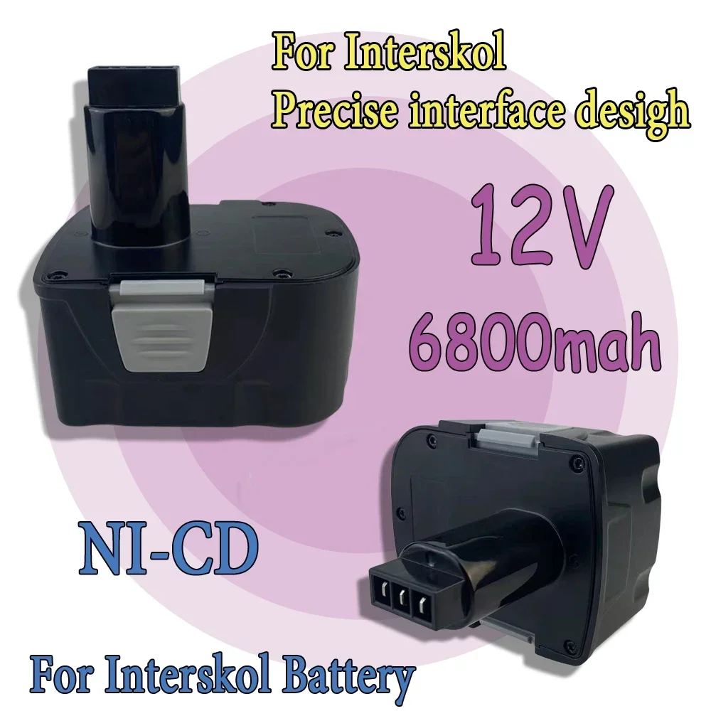 For Interskol 12V 6800mAh Ni-CD Power Tool Battery For Interskol H18 DA-12ER-012 Replacement Cordless Drill Battery