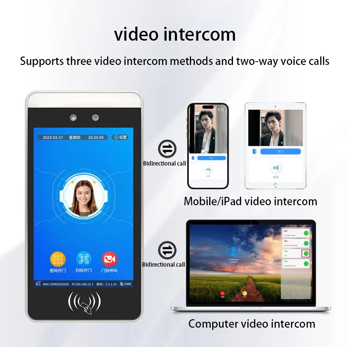 Система контроля доступа с распознаванием лиц, 8-дюймовый экран Android, машина распознавания лиц, умный контроль доступа, распознавание лиц