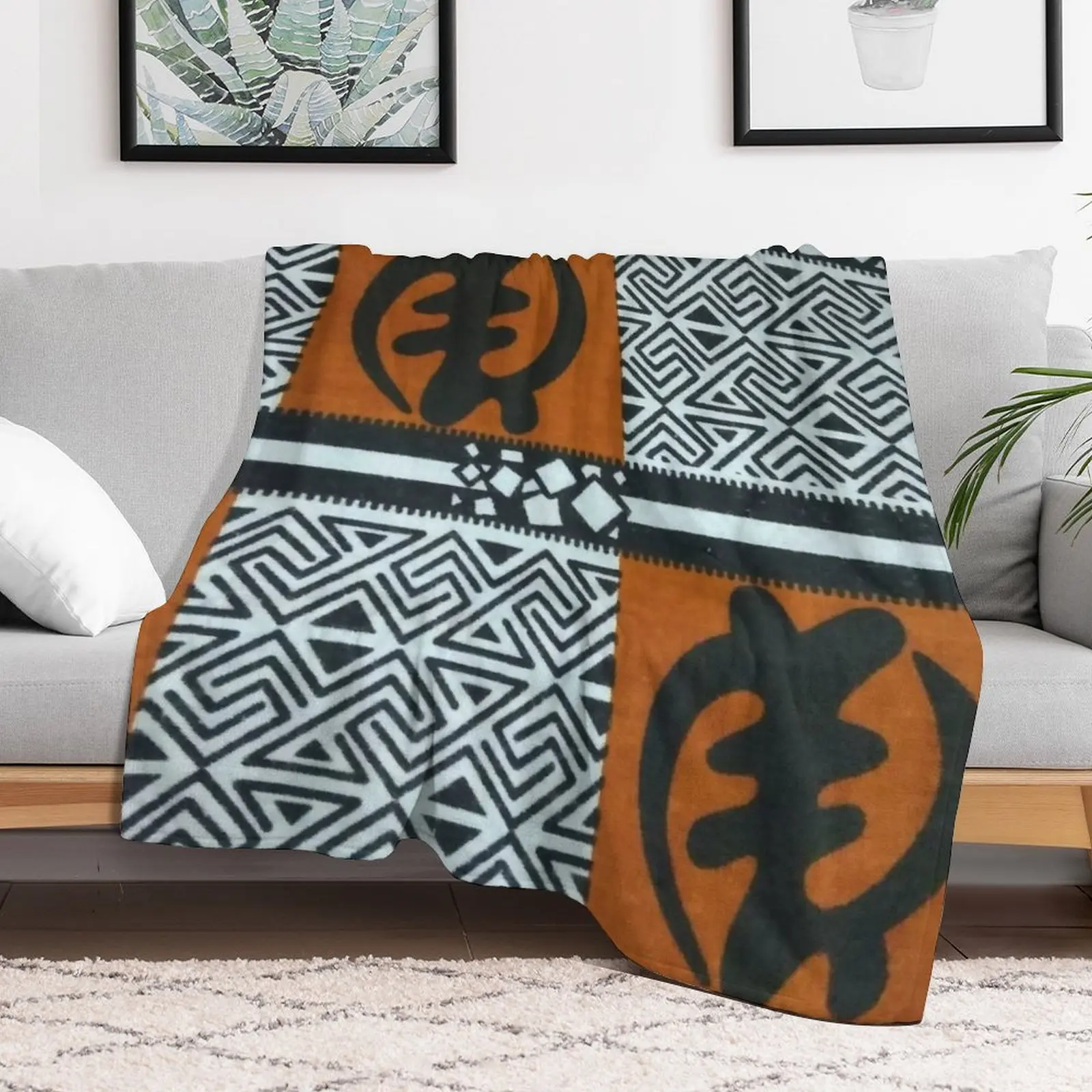 Ghanaian Gye Nyame African Print Throw Blanket Thermal Cute Blankets