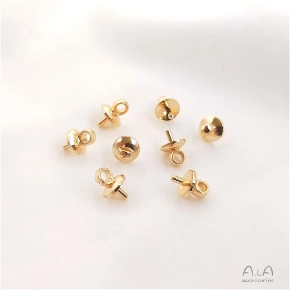 14-каратное позолоченное держатель для бусин с полуотверстием, серьги с винтовой крышкой в виде овцы, ожерелье из кости с замком, кулон с липким жемчугом, аксессуары для самостоятельного изготовления