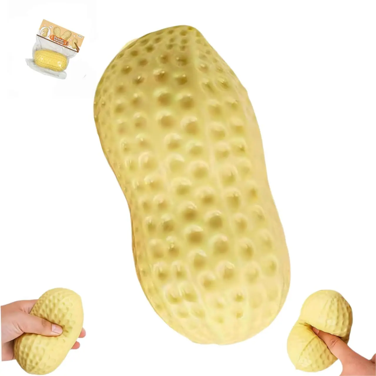 Large Peanut Fidget Toy, Soft TPR Squishy Toy, Simulation Peanut Stress Relief Squeeze Toy for Desktop Decor, Party Gift