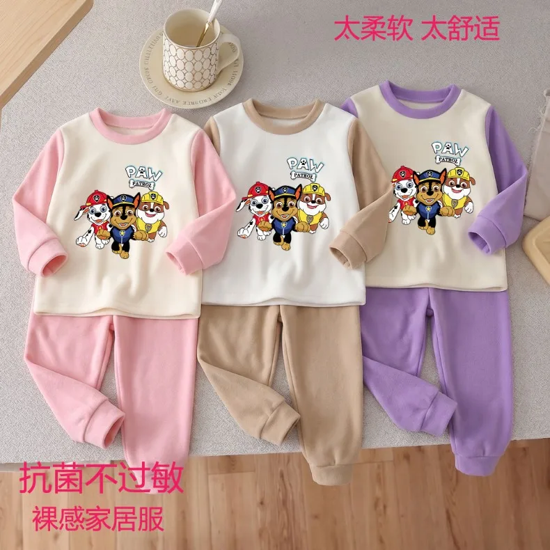 Herbst-Winter Verdickte Warme Jungen-Freizeitkleidung mit Langen Ärmeln, Paw Patrol Bedruckte Weiche Kinder-Pyjamas, Kinderschlafanzug – Detail 1