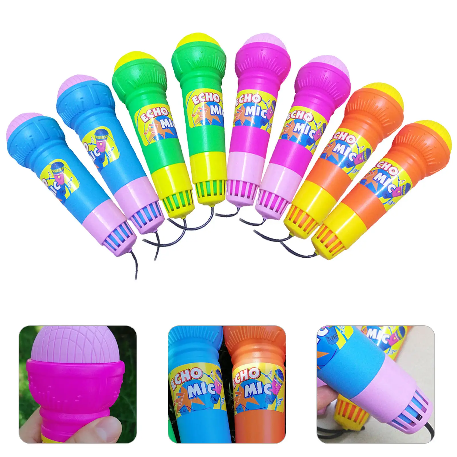 

8Pcs Simulation Microphone Playthings Wear-Resistant Plastic Echo Microphones for Kids Karaoke Cosplay Party Favor Pretend Play
